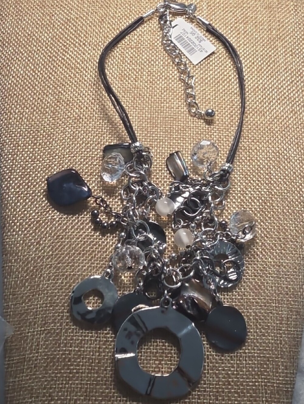 Chico's Black and Silver Mixed-Chain Statement Necklace - Picture 2 of 5